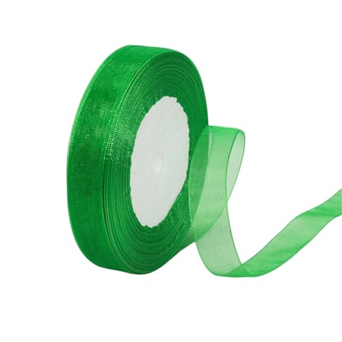 405 Meter Chiffonband 2cm Breit – Transparentes Organza Geschenkband Schmales Schleifenband aus Nylon für Hüte, Haarschmuck, Backzubehör, Torten, DIY, Geschenkverpackung, Dekoration (Grün) von TKSJROL