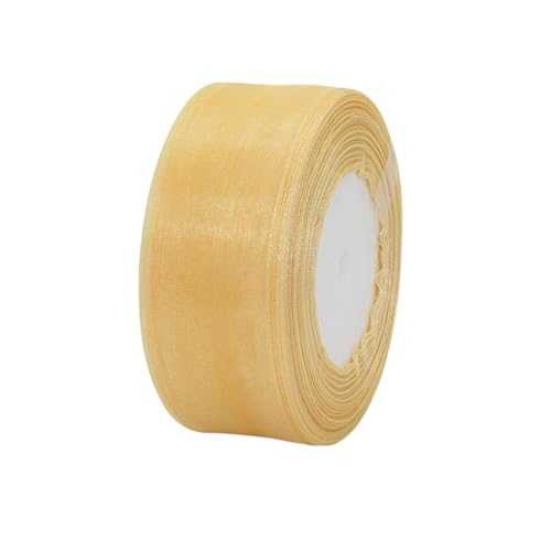 405 Meter Chiffonband 4cm Breit – Transparentes Organza Geschenkband Schmales Schleifenband aus Nylon für Hüte, Haarschmuck, Backzubehör, Torten, DIY, Geschenkverpackung, Dekoration (Gold) von TKSJROL