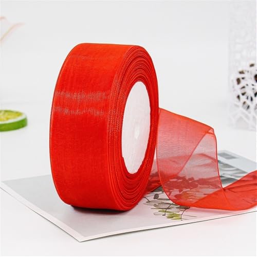 405 Meter Deko Chiffonband 38 mm Durchscheinende Schleifenband Geschenkband Seidenband Dekoband Tüllband Stoff Band Hochzeit Schneegarn für Blumensträuße Dekoration Hochzeitseinladungen von TKSJROL