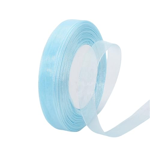 405 Meter Organza Band 15mm Breit – Transparentes Chiffonband Schleifenband Schmales Seidenband für Backen, Tortendeko, Kuchenband, Geschenkverpackung, Handgemachte Deko, DIY (Hellblau) von TKSJROL