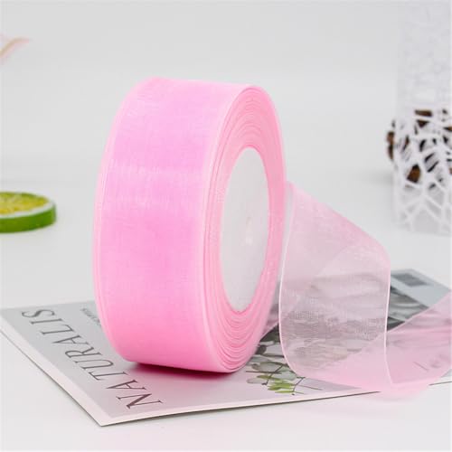 405 Meter Organza Band 4cm Breit – Transparentes Chiffonband Schleifenband Schmales Seidenband für Backen, Tortendeko, Kuchenband, Geschenkverpackung, Handgemachte Deko, DIY (Warmrosa) von TKSJROL