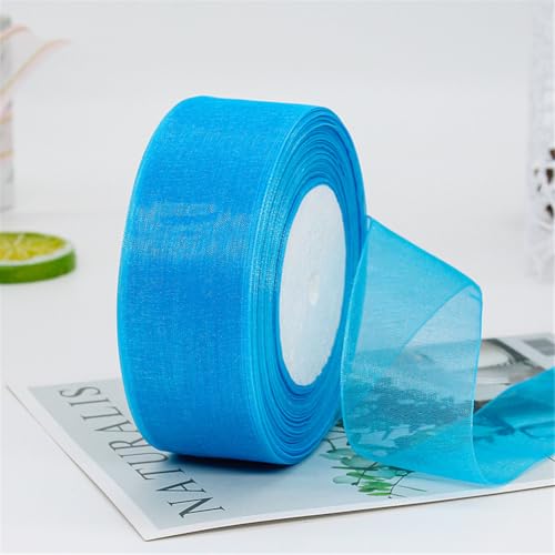 405 Meter Organza Chiffon Band 4cm – Durchscheinende Tüllband GeschenkbäNder Dekoband für Hochzeit, Einladungskarten, Blumenschmuck, Brautstrauß, Tischdeko, DIY Dekoration (Pfauenblau) von TKSJROL