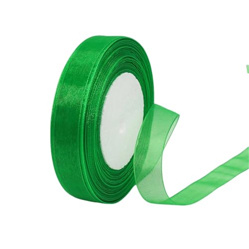 45 Meter Chiffonband 15mm Breit – Transparentes Organza Geschenkband Schmales Schleifenband aus Nylon für Hüte, Haarschmuck, Backzubehör, Torten, DIY, Geschenkverpackung, Dekoration (Grün) von TKSJROL