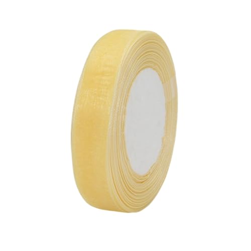 45 Meter Chiffonband 2cm Breit – Transparentes Organza Geschenkband Schmales Schleifenband aus Nylon für Hüte, Haarschmuck, Backzubehör, Torten, DIY, Geschenkverpackung, Dekoration (Gold) von TKSJROL