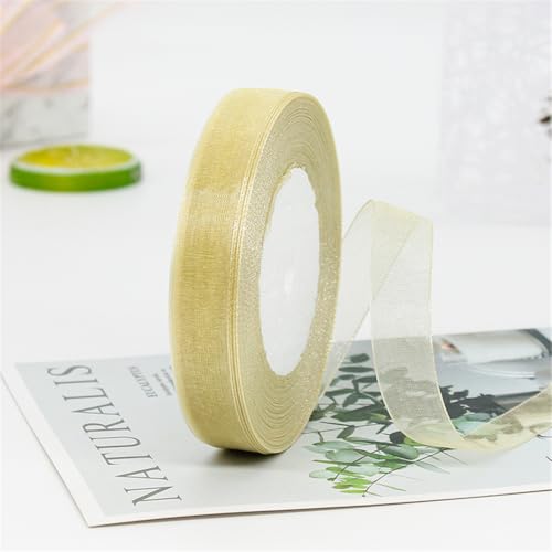 45 Meter Organza Band 15mm Breit – Transparentes Chiffonband Schleifenband Schmales Seidenband für Backen, Tortendeko, Kuchenband, Geschenkverpackung, Handgemachte Deko, DIY (Apricot) von TKSJROL