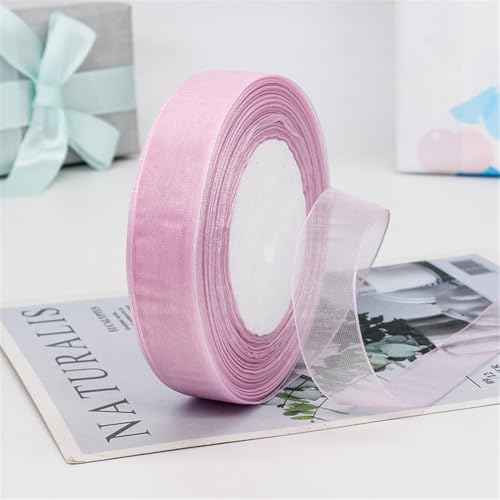 45 Meter Organza Chiffon Band 2cm – Durchscheinende Tüllband GeschenkbäNder Dekoband für Hochzeit, Einladungskarten, Blumenschmuck, Brautstrauß, Tischdeko, DIY Dekoration (Rosa-Violett) von TKSJROL