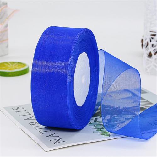 45 Meter Organza Chiffon Band 4cm – Durchscheinende Tüllband GeschenkbäNder Dekoband für Hochzeit, Einladungskarten, Blumenschmuck, Brautstrauß, Tischdeko, DIY Dekoration (Königsblau) von TKSJROL