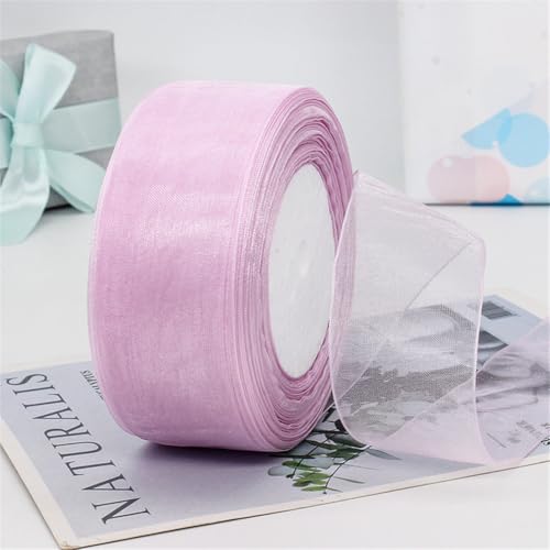 45 Meter Organza Chiffon Band 4cm – Durchscheinende Tüllband GeschenkbäNder Dekoband für Hochzeit, Einladungskarten, Blumenschmuck, Brautstrauß, Tischdeko, DIY Dekoration (Rosa-Violett) von TKSJROL