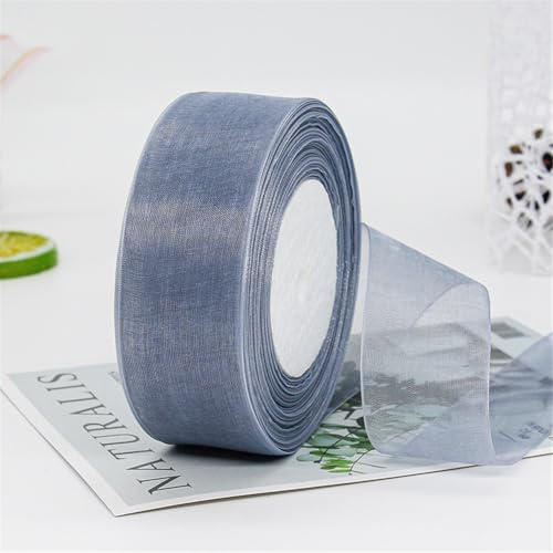 450 Meter Chiffonband 4cm Breit – Transparentes Organza Geschenkband Schmales Schleifenband aus Nylon für Hüte, Haarschmuck, Backzubehör, Torten, DIY, Geschenkverpackung, Dekoration (Grau) von TKSJROL
