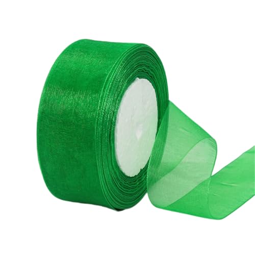 450 Meter Chiffonband 4cm Breit – Transparentes Organza Geschenkband Schmales Schleifenband aus Nylon für Hüte, Haarschmuck, Backzubehör, Torten, DIY, Geschenkverpackung, Dekoration (Grün) von TKSJROL