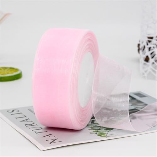 450 Meter Organza Band 4cm Breit – Transparentes Chiffonband Schleifenband Schmales Seidenband für Backen, Tortendeko, Kuchenband, Geschenkverpackung, Handgemachte Deko, DIY (Rosérosa) von TKSJROL