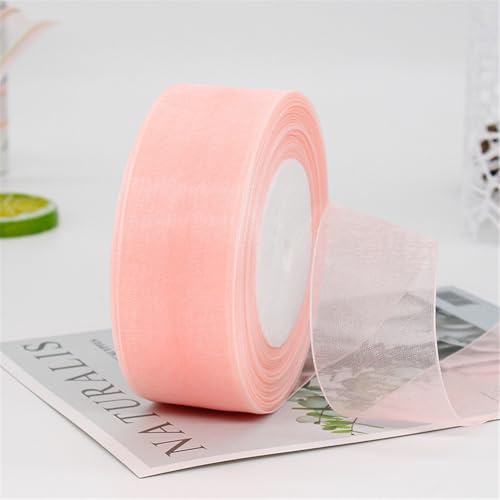 450 Meter Organza Chiffon Band 4cm – Durchscheinende Tüllband GeschenkbäNder Dekoband für Hochzeit, Einladungskarten, Blumenschmuck, Brautstrauß, Tischdeko, DIY Dekoration (Pastellrosa) von TKSJROL