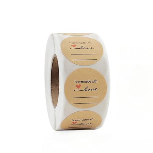 4500 Stück Handmade Aufkleber für kreative DIY Verpackungen – Selbstklebende Etiketten, Paket Label, Geschenkaufkleber, Siegel Etiketten für Marmeladengläser, Cookie Box und Flasche (C, 25mm) von TKSJROL