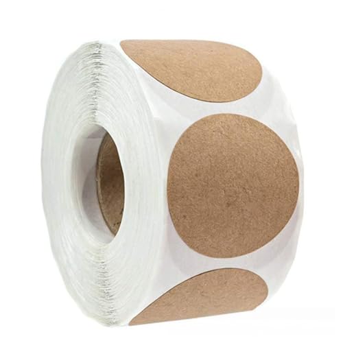 4500 Stück Runde Kraftpapier Aufkleber Selbstklebend – Blanko DIY Etiketten als Verschlussetiketten, Paket Label, Siegel Etiketten oder Klebeetiketten für Flasche und Geschenkbox, A[25mm] von TKSJROL