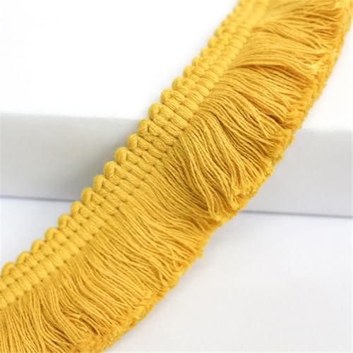 5 Meter Fransenborte - 38 mm Fransenband DIYQuastenborte Dekoband StoffbordüRe Lace Ribbon Textilborte Vintage Quasten Trim Quastenband Stoffband zum Nähen und Dekorieren (Warmes Gelb) von TKSJROL