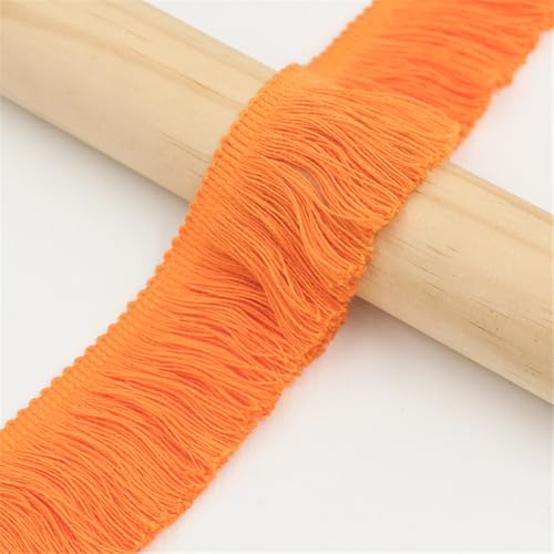 5 Meter Fransenborte - 5 cm Fransenband Spitzenborte Quastenborte Dekoband StoffbordüRe Lace Ribbon Textilborte Vintage Quasten Trim Stoffband Quastenband zum Nähen und Dekorieren (Orange) von TKSJROL