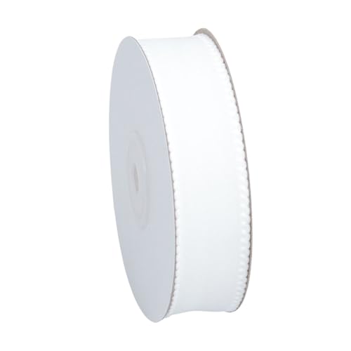 5 Yards Deko Chiffonband 25 mm Durchscheinende Schleifenband Schmales Geschenkband Seidenband Hochzeit Schneegarn Dekoband Stoff Band Tüllband für Blumensträuße Deko Hochzeitseinladungen (Weiß) von TKSJROL