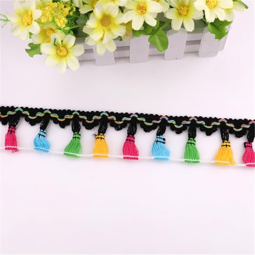 5 Yards Fransenborte - 4 cm Fransenband StoffbordüRe Textilborte Dekoband Lace Ribbon DIY Spitzenborte Quastenborte Vintage Quasten Trim Quastenband Stoffband zum Nähen und Dekorieren (I) von TKSJROL