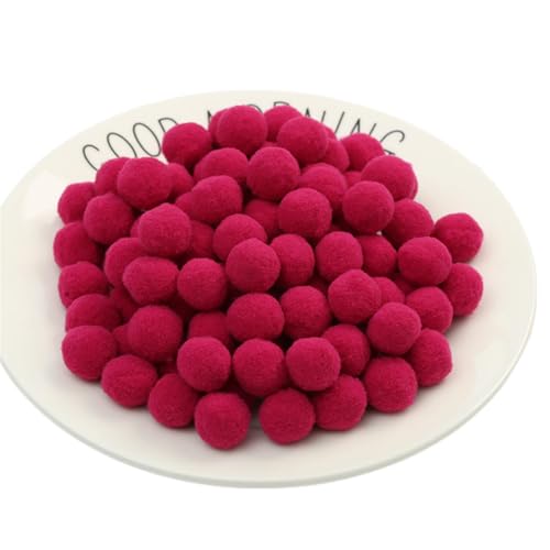 50 Stück Bunt Pompons - 25 mm Pompons Bälle zum Basteln, Filzkugeln für Ostern, Weihnachten, Deko Pompoms, Pastell Bommel, Flauschigen Plüsch Bälle für Handwerk Herstellung (20_Karminrot) von TKSJROL
