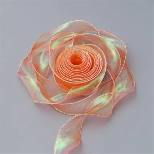50 Yard Chiffonband 6cm – Schimmerndes Satinband, Seidenband, Geschenkverpackung Band, Organzaband, Schleifenband, Tüllband für Hochzeit Antennenband, DIY Basteln & Festdekoration (Orange) von TKSJROL