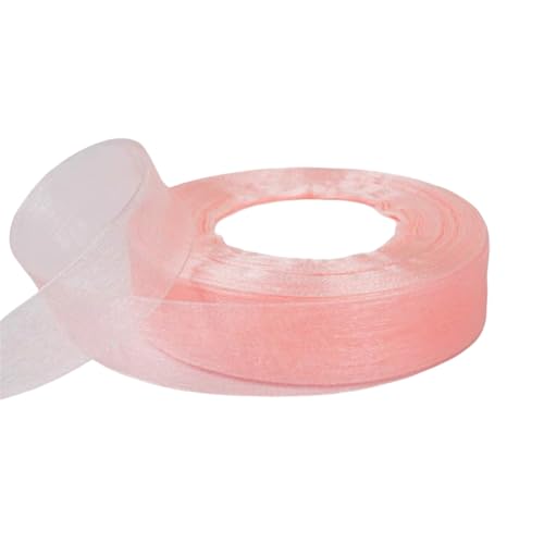 50 Yard Chiffonband – Vielseitiges Stoffband als Dekoband, Tüllband, Satinband, Organza Band, Seidenband, Geschenk Band, für Nähen, Basteln, Verpacken & Organza Handwerk (25 mm, Champagner) von TKSJROL