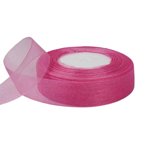50 Yard Chiffonband – Vielseitiges Stoffband als Dekoband, Tüllband, Satinband, Organza Band, Seidenband, Geschenk Band, für Nähen, Basteln, Verpacken & Organza Handwerk (25 mm, Orchidee) von TKSJROL