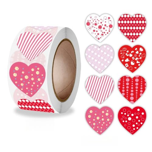 500 Stück Valentinstag Etiketten Set – Selbstklebende Deko Sticker, Siegel Etiketten, Geschenkaufkleber, Paket Label und Sticker für romantische Geschenkverpackungen und DIY Projekte (B, 25mm) von TKSJROL