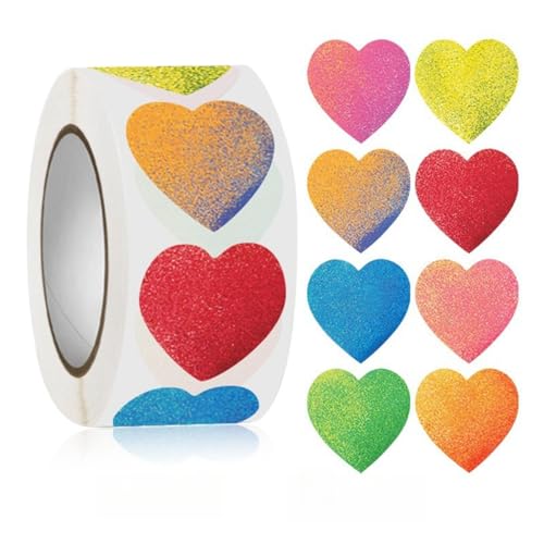 500 Stück Valentinstag Etiketten Set – Selbstklebende Deko Sticker, Siegel Etiketten, Geschenkaufkleber, Paket Label und Sticker für romantische Geschenkverpackungen und DIY Projekte (E, 25mm) von TKSJROL