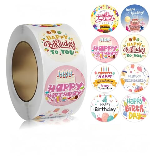 5000 Stück Geburtstags Aufkleber – Selbstklebende Etiketten, Geschenksticker, Siegelaufkleber, Party Sticker, Einladungskarten und Kartendekoration für kreative Bastelideen und Deko (D, 25mm) von TKSJROL