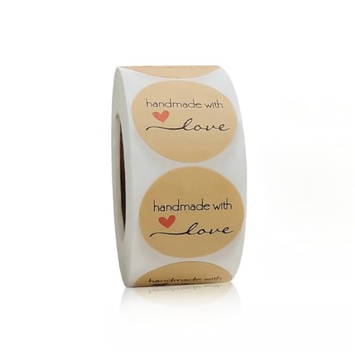 5000 Stück Handmade Aufkleber für kreative DIY Verpackungen – Selbstklebende Etiketten, Paket Label, Geschenkaufkleber, Siegel Etiketten für Marmeladengläser, Cookie Box und Flasche (B, 25mm) von TKSJROL