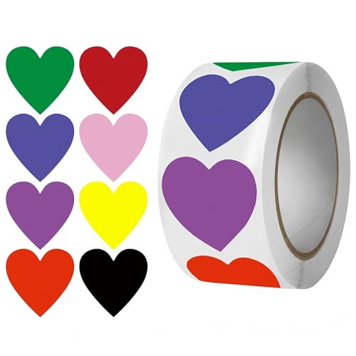 5000 Stück Selbstklebende Herz Aufkleber für Geschenke – Deko Etiketten, Geschenkaufkleber, Siegelaufkleber, Paket Label und Party Sticker für kreative Verpackungen und Dekorationen (C, 25mm) von TKSJROL