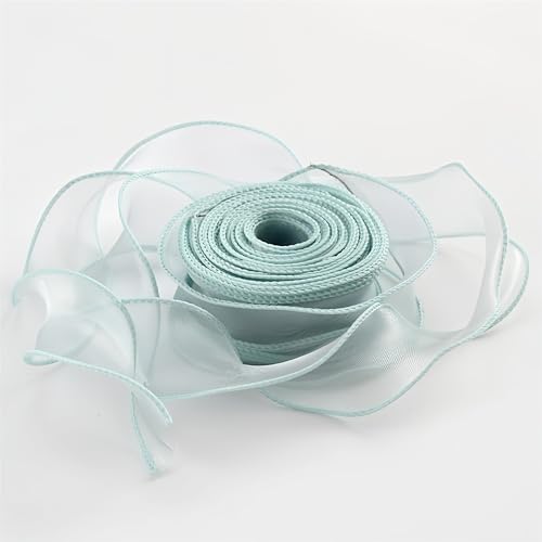 60 Yard Chiffonband 4cm – Hochzeit Antennenband, Satinband, Seidenband, Organzaband, Tüllband, Geschenk Band, Schleifenband, Ribbon für Brautauto, Tischdeko & Hochzeitsgeschenke (Seegrün) von TKSJROL