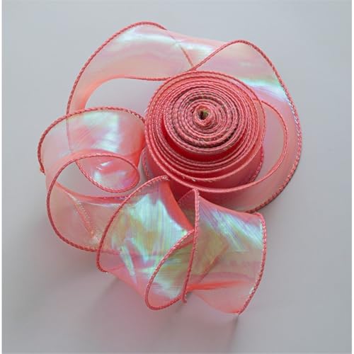 60 Yard Chiffonband 4cm – Schimmerndes Satinband, Geschenk Band, Organzaband, Schleifenband, Tüllband, Seidenband für kreative Geschenkverpackung, DIY Basteln, Hochzeit & Partydeko (Traumrot) von TKSJROL