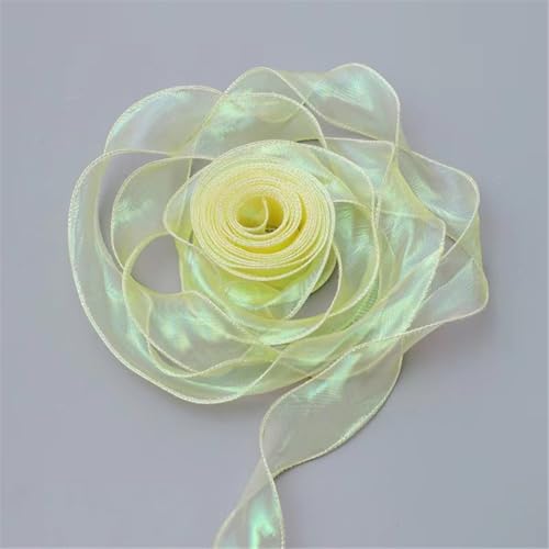 60 Yard Chiffonband 6cm – Schimmerndes Satinband, Seidenband, Geschenkverpackung Band, Organzaband, Schleifenband, Tüllband für Hochzeit Antennenband, DIY Basteln & Festdekoration (Gelb) von TKSJROL