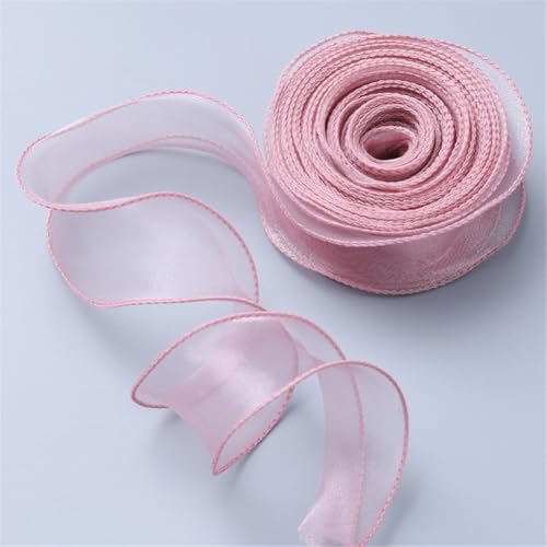 60 Yard Satinband 4 cm – Hochzeit Autodekoration, Chiffonband, Organzaband, Bandset, Tüllband, Seidenband, Schleifenband, Geschenk Band, Dekoband für Geschenkverpackung & DIY (Sanftrosa) von TKSJROL