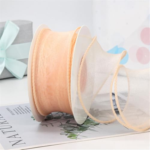 60 Yard Satinband 4cm – Chiffonband, Organzaband, Tüllband, Bandset, Seidenband, Schleifenband, Geschenk Band, Ribbon für Geschenkverpackungen, Hochzeit & DIY Dekoration (Pfirsichrosa) von TKSJROL