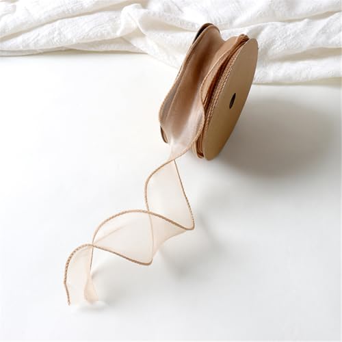 60 Yard Tüllband 4 cm – Transparentes Chiffonband, Satinband, Seidenband, Organzaband, Bandset, Dekoband, Geschenkverpackung Band, Geschenk Band für Hochzeit & DIY (Champagnergold) von TKSJROL