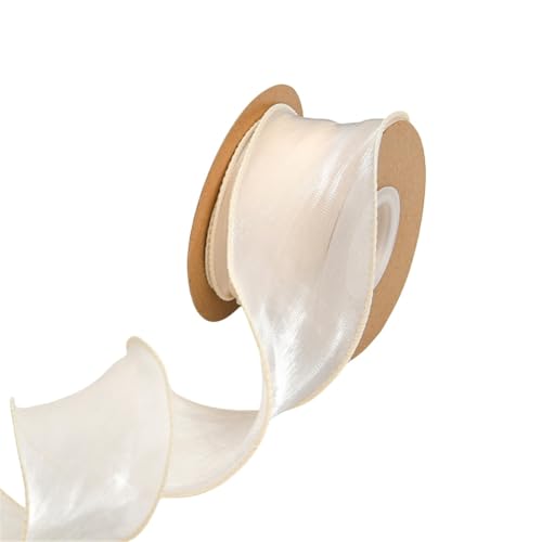 63 Meter Satinband 6cm – Chiffonband, Seidenband, Organzaband, Tüllband, Schleifenband, Geschenkverpackung Band, Hochzeit Antennenband, Geschenk Band für Geschenkverpackung (Champagner) von TKSJROL
