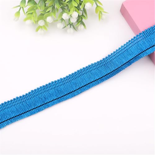 7 Meter Fransenborte - 2 cm Fransenband StoffbordüRe Textilborte Lace Ribbon Dekoborte DIY Spitzenborte Quastenborte Vintage Stoffband Quasten Trim Quastenband zum Nähen (10_Seeblau) von TKSJROL