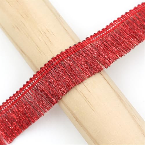 7 Meter Fransenborte - 25mm Fransenband Glitzer Zierspitze Quastenborte StoffbordüRe Textilborte Dekoband Lace Ribbon Vintage Quastenband Stoffband Quasten Trim zum Nähen und Dekorieren (Rot) von TKSJROL