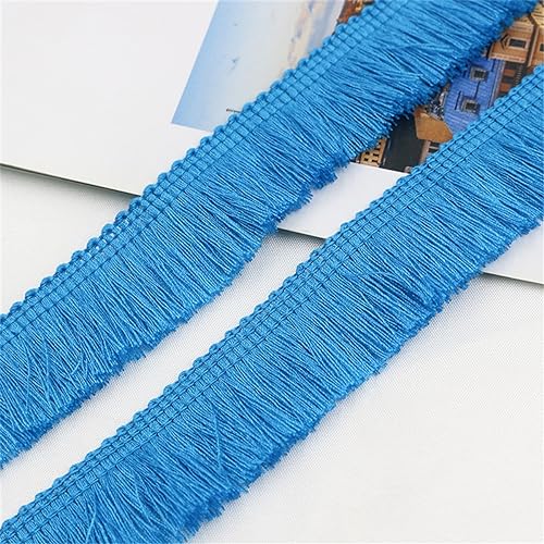 7 Meter Fransenborte - 25mm Fransenband Spitzenborte Quastenborte Dekoband Textilborte Lace Ribbon StoffbordüRe Vintage Quasten Trim Stoffband Quastenband zum Nähen und Dekorieren (Himmelblau) von TKSJROL