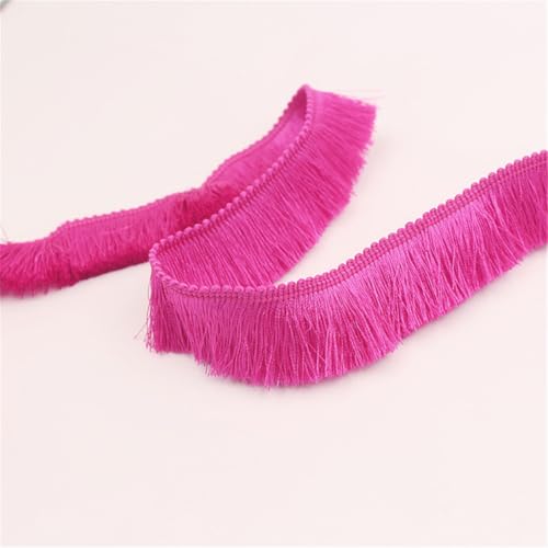7 Meter Fransenborte - 28 mm Fransenband Dekoband StoffbordüRe Lace Ribbon Textilborte Spitzenborte Quastenborte Vintage Quasten Trim Quastenband Stoffband zum Nähen und Dekorieren (Rosenrot) von TKSJROL