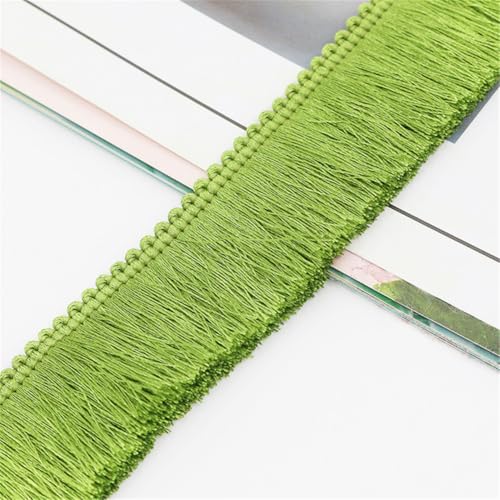 7 Meter Fransenborte - 28 mm Fransenband Dekoband StoffbordüRe Textilborte DIY Quastenborte Lace Ribbon Vintage Stoffband Quastenband Quasten Trim zum Nähen und Dekorieren (Avocadogrün) von TKSJROL