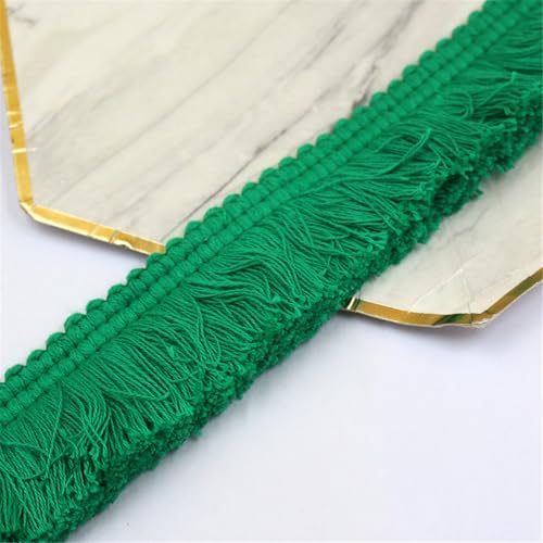 7 Meter Fransenborte - 38 mm Fransenband DIY Spitzenborte Quastenborte Dekoband StoffbordüRe Lace Ribbon Textilborte Vintage Quasten Trim Quastenband Stoffband zum Nähen und Dekorieren (Grün) von TKSJROL