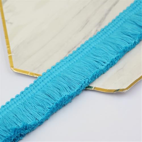 7 Meter Fransenborte - 38 mm Fransenband DIYQuastenborte Dekoband StoffbordüRe Lace Ribbon Textilborte Vintage Quasten Trim Quastenband Stoffband zum Nähen und Dekorieren (Himmelblau) von TKSJROL