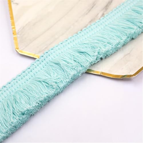 7 Meter Fransenborte - 38 mm Fransenband Spitzenborte Quastenborte Dekoband StoffbordüRe Lace Ribbon Textilborte Vintage Quasten Trim Quastenband Stoffband zum Nähen und Dekorieren (Hellblau) von TKSJROL