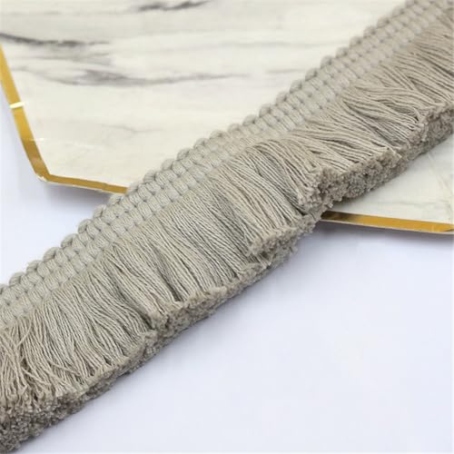 7 Meter Fransenborte - 38 mm Fransenband Spitzenborte Quastenborte Dekoband StoffbordüRe Lace Ribbon Textilborte Vintage Quasten Trim Quastenband Stoffband zum Nähen und Dekorieren (Hellgrau) von TKSJROL