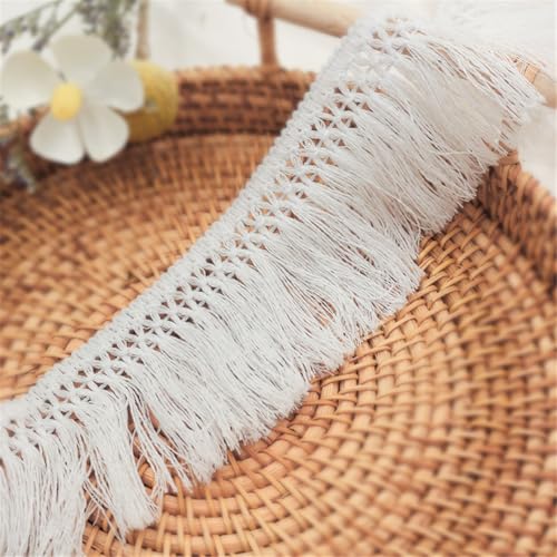 7 Meter Fransenborte - 6 cm Fransenband DIY Spitzenborte Quastenborte Dekoband Textilborte Lace Ribbon StoffbordüRe Vintage Stoffband Quasten Trim Quastenband zum Nähen und Dekorieren (Weiß) von TKSJROL