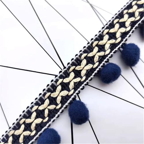 7 Yards Pompon-Borte - Pompoms Bänder zum Nähen, Quaste Trim Band Bommelborte Pomponband Fransenborte Dekoborte Mit Bommeln Bälle Zierband Für Zuhause Vorhang Kissen Kleidung DIY (Königsblau) von TKSJROL