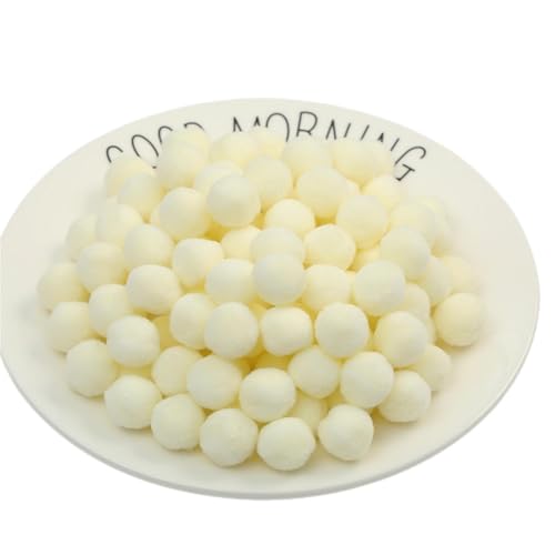 70 Stück Bunt Pompons - 30 mm Pompons Bälle zum Basteln, Filzkugeln für Ostern, Weihnachten, Deko Pompoms, Pastell Bommel, Flauschigen Plüsch Bälle für Handwerk Herstellung (10_Milchweiß) von TKSJROL